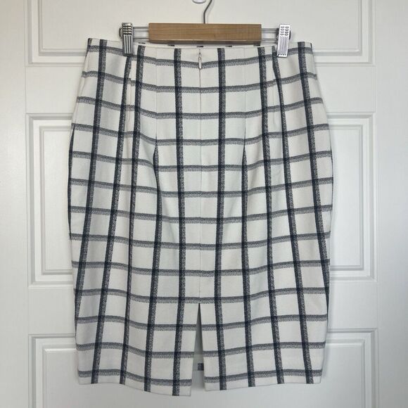 Express Windowpane Plaid Black And White Pencil Skirt Size 4 Office Career Work - Picture 2 of 3